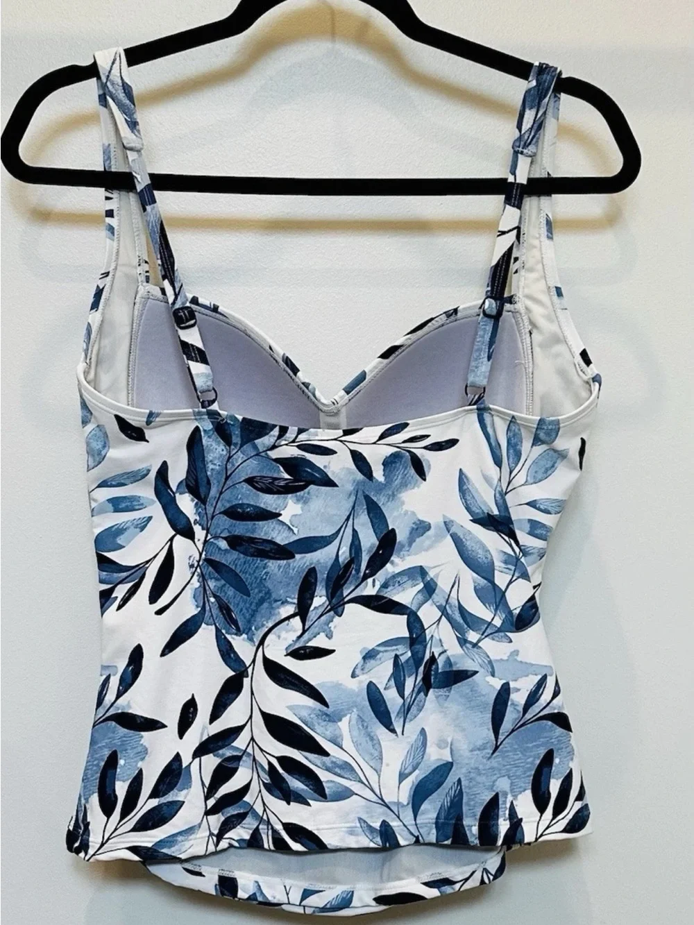 Trina Turk Blue Leaf-Print Camisole Tank Top